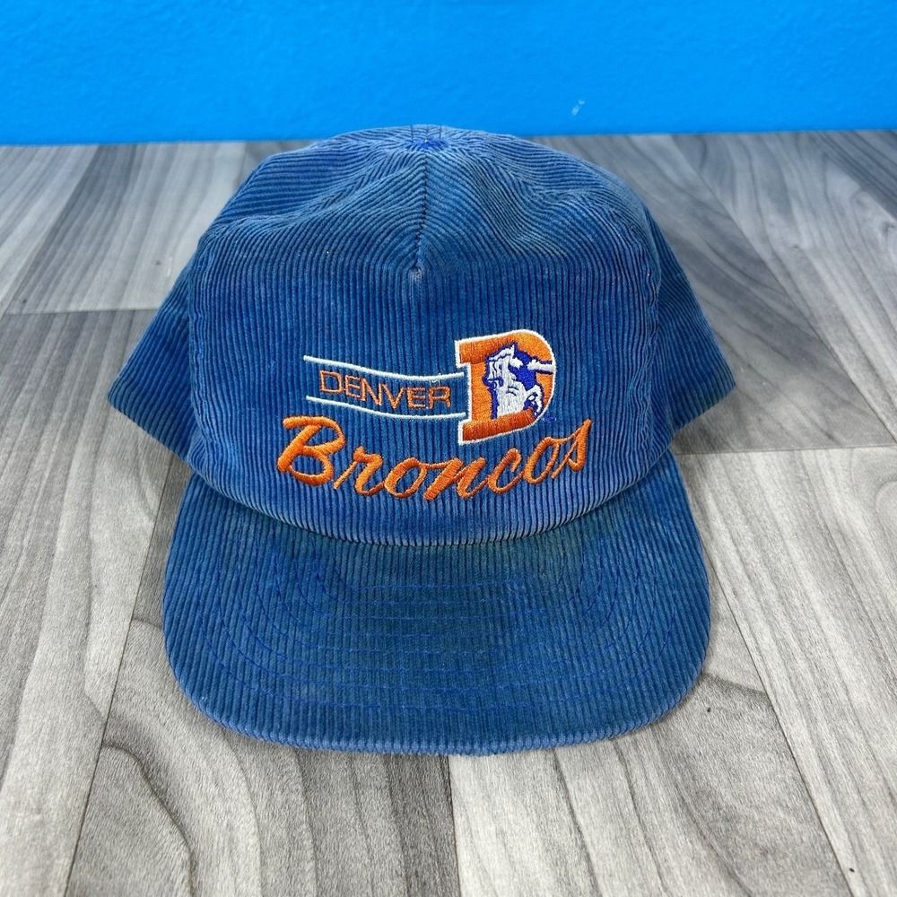 Vintage Denver Broncos Hat 80s 90s Corduroy Snapback Cap Old Logo